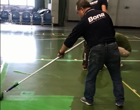 台南市高級職業商工-運動地板進行 #Bona彈性運動地板修復翻新