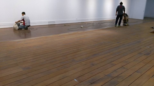 台東美術館-Bona 木地板無塵打磨施工