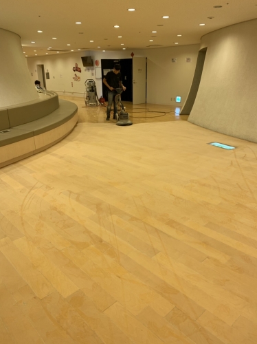臺中國家歌劇院 - 劇院廊道木質地板深層保養